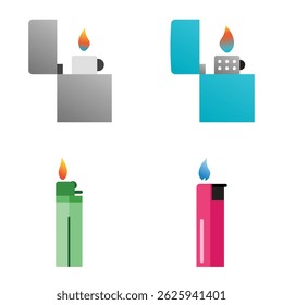 Gas lighter icon in flat style. Vector illustration of a set of matches. Gas lighter icon vector. Gas lighter icon for business