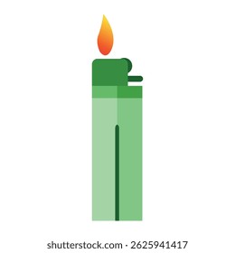 Gas lighter icon in flat style. Vector illustration of a burning match. Vector illustration of a gas lighter