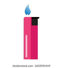 Gas lighter icon in flat style. Vector illustration of a burning match. Gas lighter icon isolated on white background