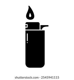 Gas lighter icon in glyph style. Cigarette lighter icon in glyph style