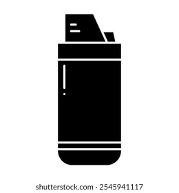 Gas lighter icon in glyph style. Cigarette lighter icon in glyph style