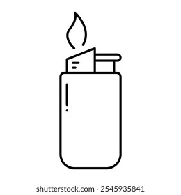 Gas lighter icon in line style with editable stroke. Cigarette lighter icon in line style with editable stroke