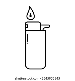 Gas lighter icon in line style with editable stroke. Cigarette lighter icon in line style with editable stroke