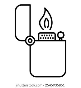 Gas lighter icon in line style with editable stroke. Cigarette lighter icon in line style with editable stroke