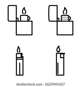 Gas lighter icon in line style. Vector illustration of a set of matches. Gas lighter icon vector. Gas lighter icon for business