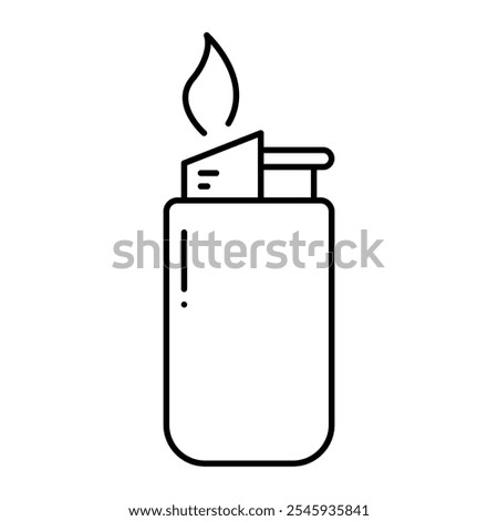 Gas lighter icon in line style with editable stroke. Cigarette lighter icon in line style with editable stroke