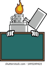 gas lighter scientist cartoon mascot
