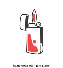 Gas Lighter With Simple Line Art Style