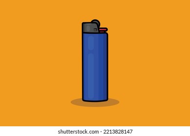 Gas Lighter Vector Icon Illustration. Symbol Object Design Concept. Pocket Torch Lighter, Child Safety, Unhealthy Habit, Dangerous Object, Smoking Lighter, Burning Lighter.