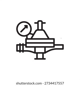 Gas main regulator icon. Utility pressure control and safety, representing gas distribution valves, pressure reducing stations, industrial regulator hardware, and municipal energy grid engineering.