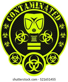 Gas mask biohazard contaminated badge