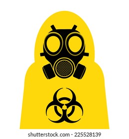 gas mask with Black biohazard symbol