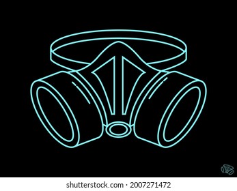 gas mask blue neon vector