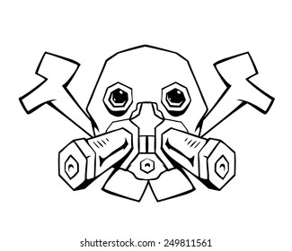 Gas mask with bones