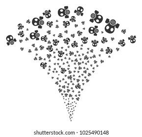 Gas Mask burst fountain. Vector illustration style is flat iconic symbols. Object fountain created from random icons as gas mask fireworks.