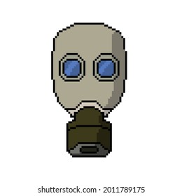 Gas Mask Cartoon Pixel Art,Vector Illustration,Isolated on White Background