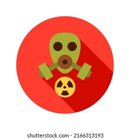 Gas Mask Circle Icon. Vector Illustration of Military Sign.
