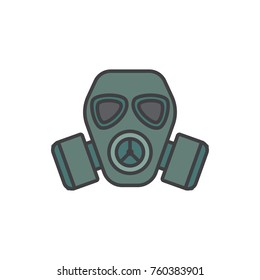 Gas mask colored flat line icon.