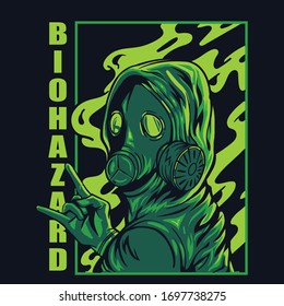 gas mask concept illustration , biohazard illustration .