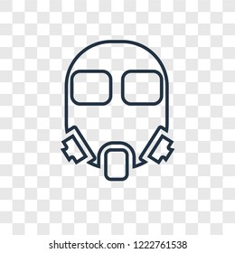 Gas mask concept vector linear icon isolated on transparent background, Gas mask concept transparency concept in outline style