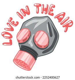 gas mask. Creepy Valentine clipart, Spooky Valentine, Pastel Goth digital stickers, Alternative Valentine day vector EPS10