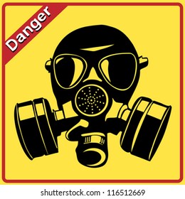 Gas Mask. Danger Sign