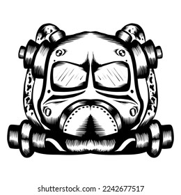 Gas mask and deep diver helmet, vector illustration suitable for logo, sticker and others