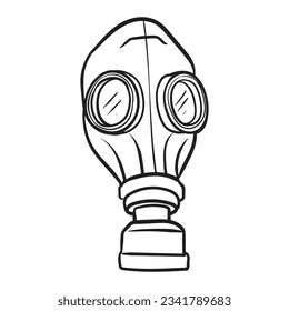 Gas mask drawing Black and White, vector illustraion.