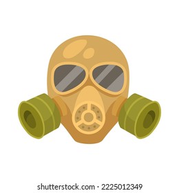 Gas mask as elements of camouflage uniform cartoon illustration. Military equipment against radiation, nuclear or chemical weapon isolated on white background. Army, protection concept