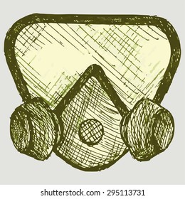 Gas mask. The equipment for protection of the respiratory system. Vector Image