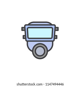 Gas mask filled outline icon, line vector sign, linear colorful pictogram isolated on white. Firefighter mask symbol, logo illustration. Pixel perfect vector graphics