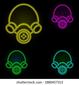 Gas mask, firefighter neon color set icon. Simple thin line, outline vector of firefighter icons for ui and ux, website or mobile application