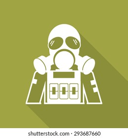 Gas mask flat icon with long shadow.