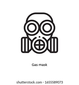 Gas mask for germs, pathogenic bacteria, or viruses flat vector icon for science research apps and websites, black outlined icon on white background