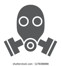 Gas mask glyph icon, defense and army, respirator sign, vector graphics, a solid pattern on a white background, eps 10.