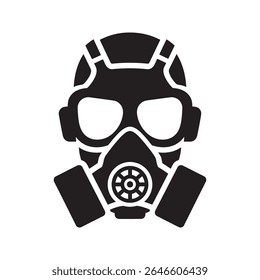Gas mask glyph icon for respiratory protection in hazardous environment and chemical warfare defense equipment vector illustration vector solid glyph icon