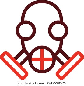 Gas Mask Glyph Two Color Icon For Personal And Commercial Use.
