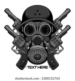 gas mask and gun, vector EPS 10