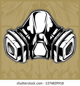 gas mask hand drawing vector