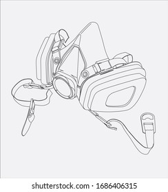 Dibujo manual con máscara de gas en los vectores 10