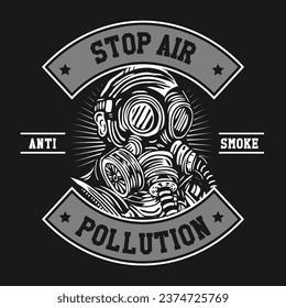 Gas Mask with Hand Drawing Vector Illustration in Patch Design Style Stop Air Pollution Campaign