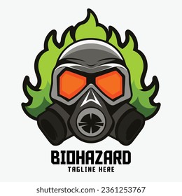 Gas Mask Icon Badge Emblem: Biohazard Mask Mascot Logo in Sport and Esport