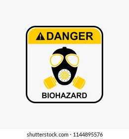 Gas mask icon, biohazard warning icon design vector