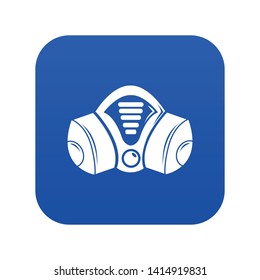 Gas mask icon blue vector isolated on white background