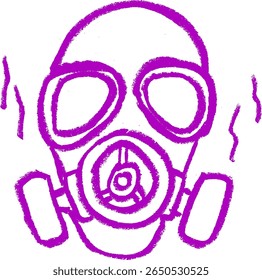 Gas Mask Icon Crayon Chalk Drawing Vector