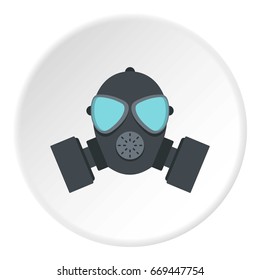 Gas mask icon in flat circle isolated on white background vector illustration for web
