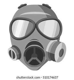 Gas mask icon. Gray monochrome illustration of gas mask vector icon for web