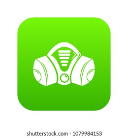 Gas mask icon green vector isolated on white background