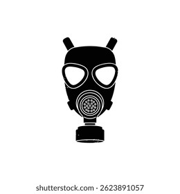 Gas Mask Icon with Grunge Texture and Bold Lines
