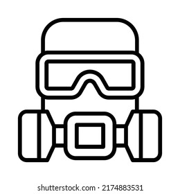 Gas Mask Icon. Line Art Style Design Isolated On White Background